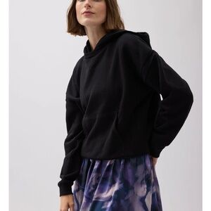 Richer Poorer Black Recycled Fleece Lined Hoodie XS Collar Seam Details